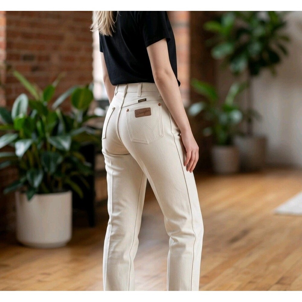 Vintage Wrangler Jeans 27 X 34 Beige 13MWZWT Cowboy Cut Horse Showmanship Parade